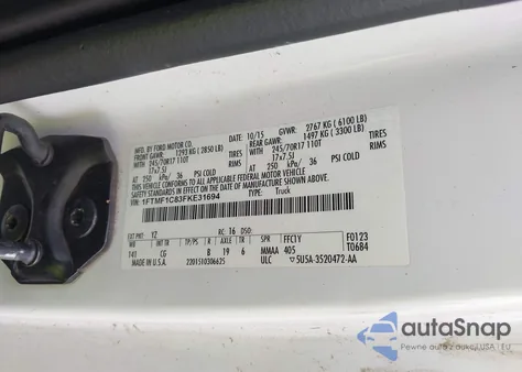 2015 Ford F-150 Xl from USA, damaged, VIN 1FTMF1C83FKE31694